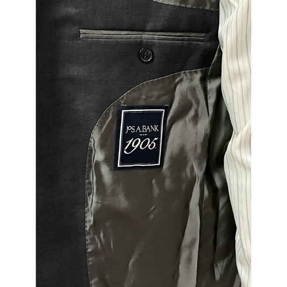 JOS A BANK 1905 Blazer Mens 38R Sport Coat Solid Gray Wool Suit Jacket Slim Fit - Picture 5 of 13